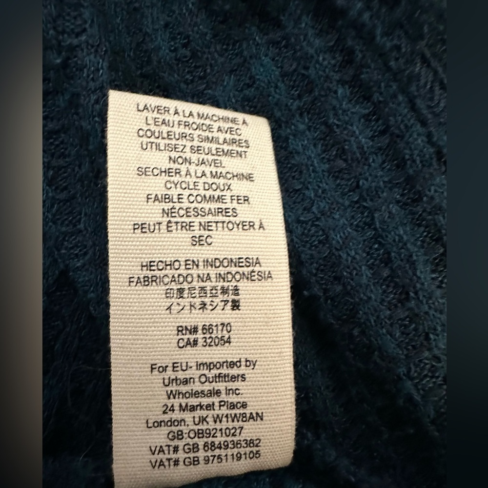 Free People We The Free Teal Cowl Neck Thermal Waffle-Knit Tunic Sweater Teal XS - Picture 13 of 13